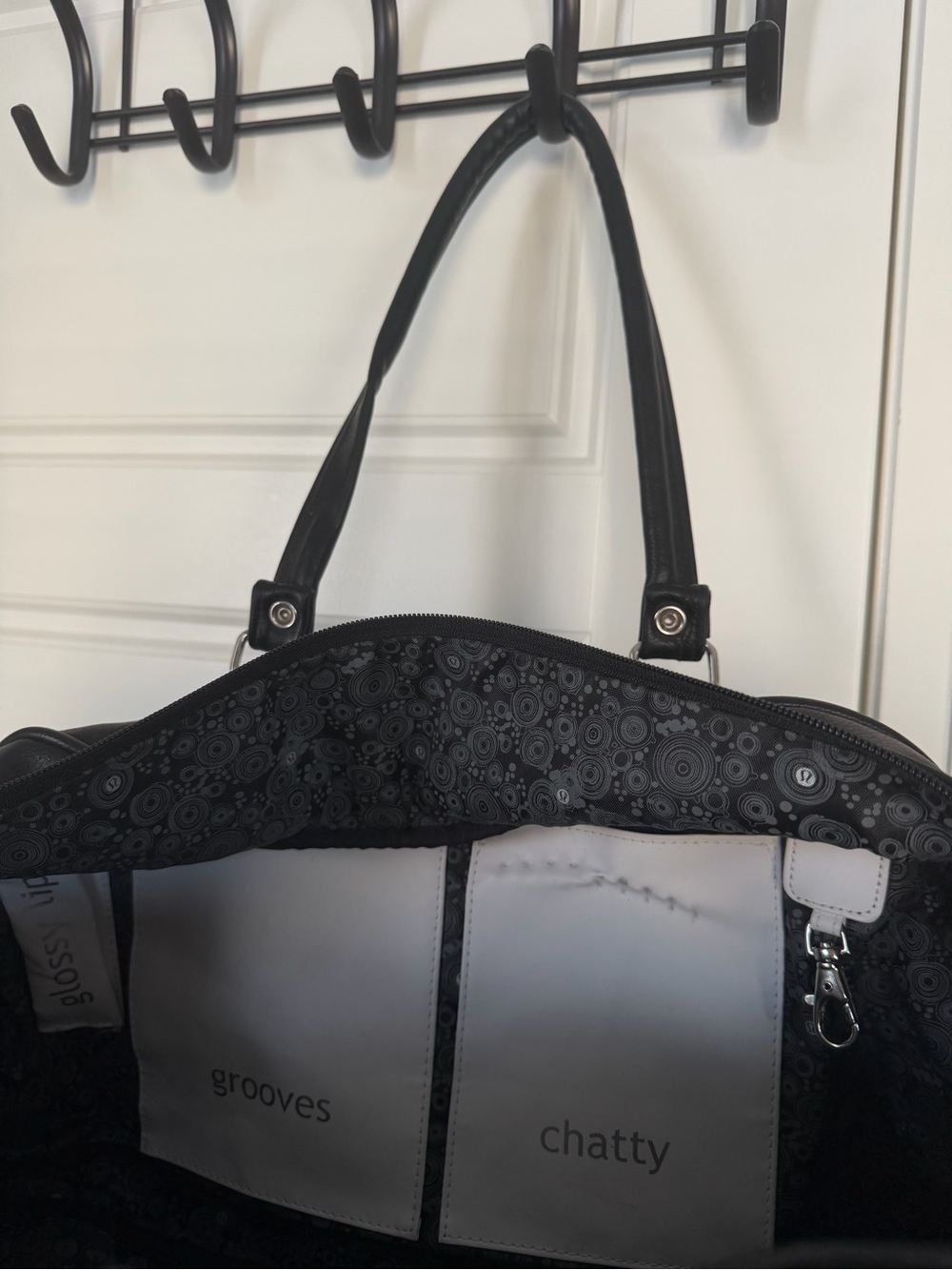 Vintage Lululemon Black Velocity Gym Duffel Bag w Retro White Piping Logo - Picture 9 of 10